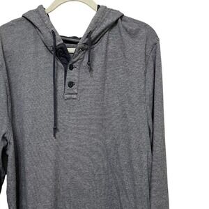 Old Navy Mens Gray Striped Long Sleeve Henley Hoodie XL TG
